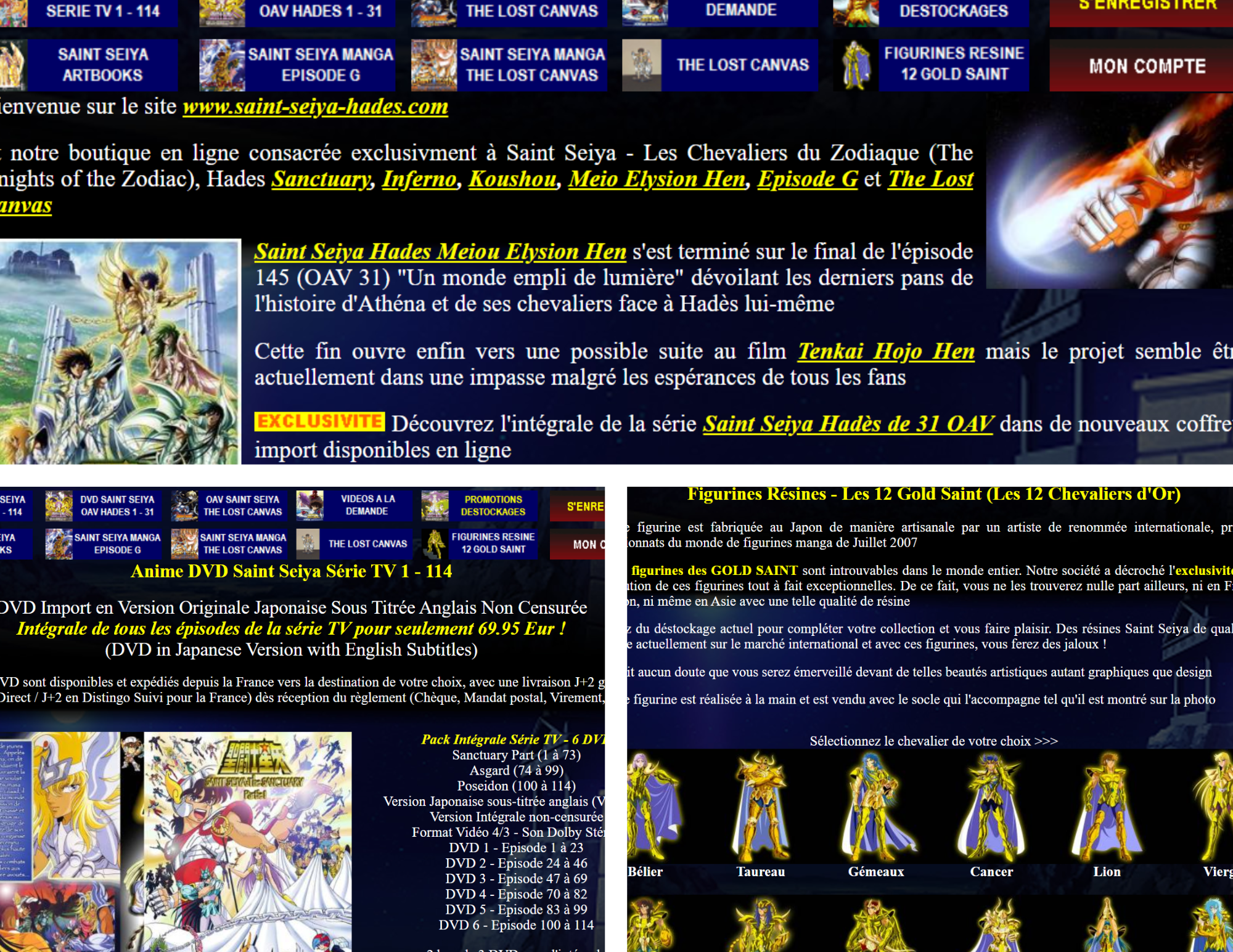 Site www.saint-seiya-hades.com